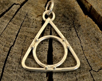 Sterling Silver Recovery pendant necklace. handforged triangle pendant.