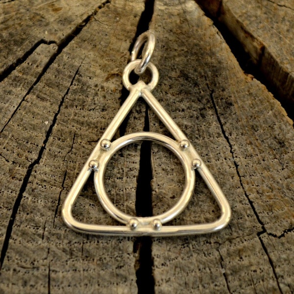 Sterling Silver Recovery pendant necklace. handforged triangle pendant.