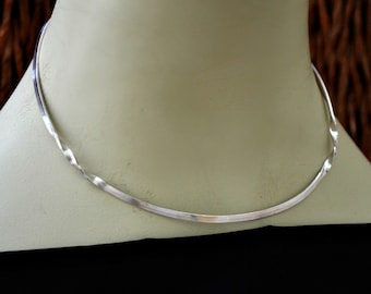 3 mm sterling silver choker necklace neck wire.  "Two Twisted" neck hugger