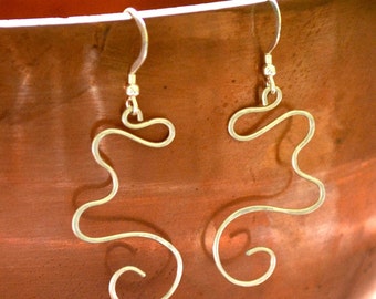 Sterling Silver or 14K gold filled dangle earrings  "Open Heart"  2 inches.