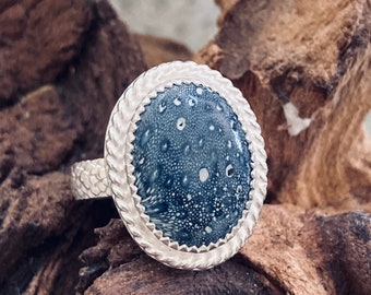 Galaxy stone ring size 6.  Sterling silver.