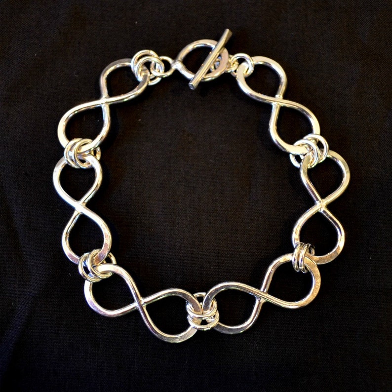 Mens sterling silver Infinity Link bracelet. Unisex. hand forged. Endless Love image 4