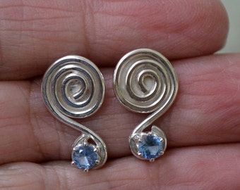 Sterling silver and aqua cz earrings  40% sale