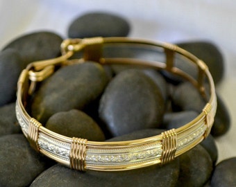 Sterling silver and 14K gold filled wire wrapped bracelet. "Cosmopolitan"