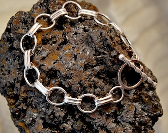 Sterling silver link bracelet. handmade. Snaffle bit bracelet. Made to size