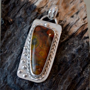 Morgan Hill Poppy jasper pendant. Sterling silver bezel set pendant. hand made one of a kind. image 1