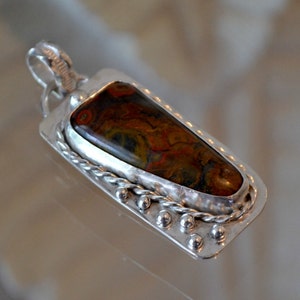 Morgan Hill Poppy jasper pendant. Sterling silver bezel set pendant. hand made one of a kind. image 2