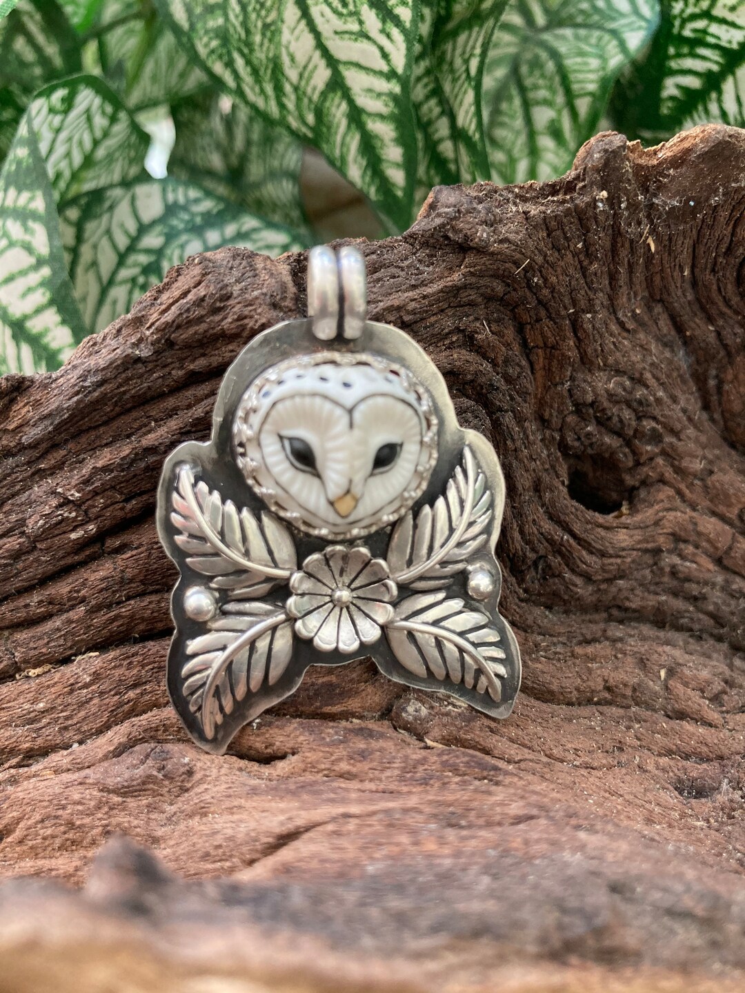 Sterling Silver Porcelain Owl Pendant “peaceful” - Etsy