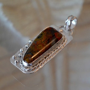 Morgan Hill Poppy jasper pendant. Sterling silver bezel set pendant. hand made one of a kind. image 3