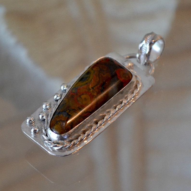 Morgan Hill Poppy jasper pendant. Sterling silver bezel set pendant. hand made one of a kind. image 3