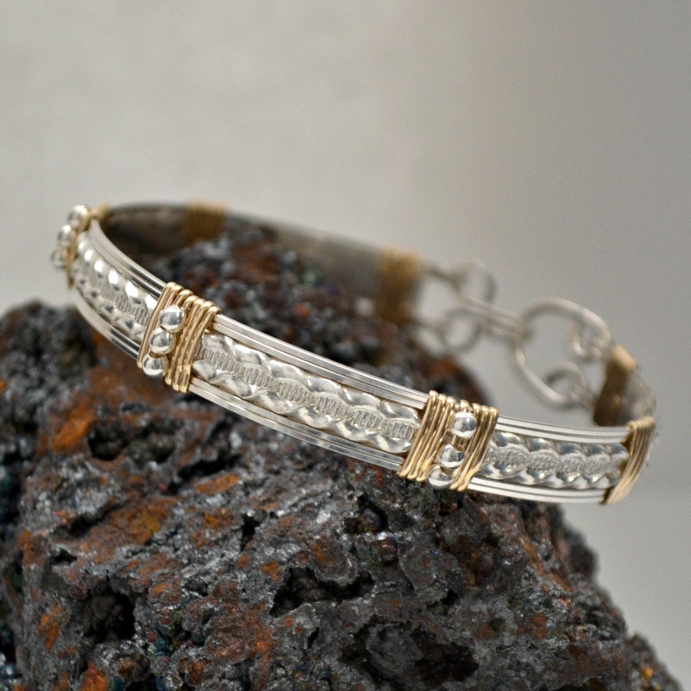 Sterling Silver Wire Wrap Bracelet With 14K Gold Filled Etsy