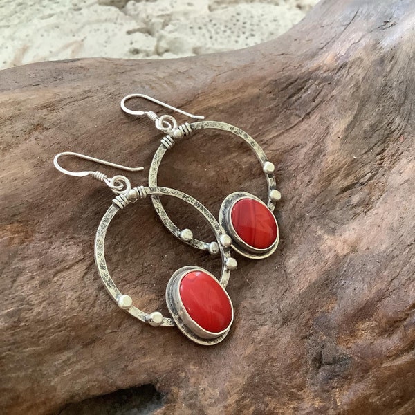 Red Rosarita hoop earrings