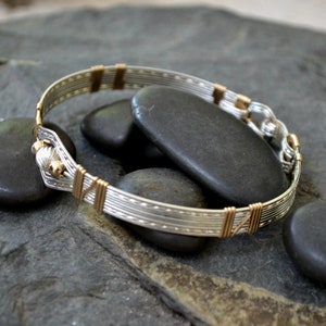 RuLaLa 2.0 Sterling silver and 14K gold filled wire wrapped bracelet. image 2