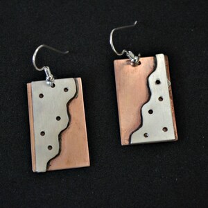 Copper and sterling earrings. handmade. Downside Up. image 4