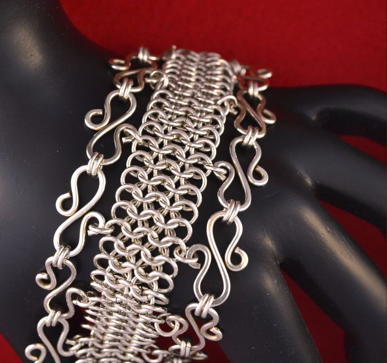 1.75 oz. Sterling silver Chainmaille plus S links solid Sterling heavy clasp