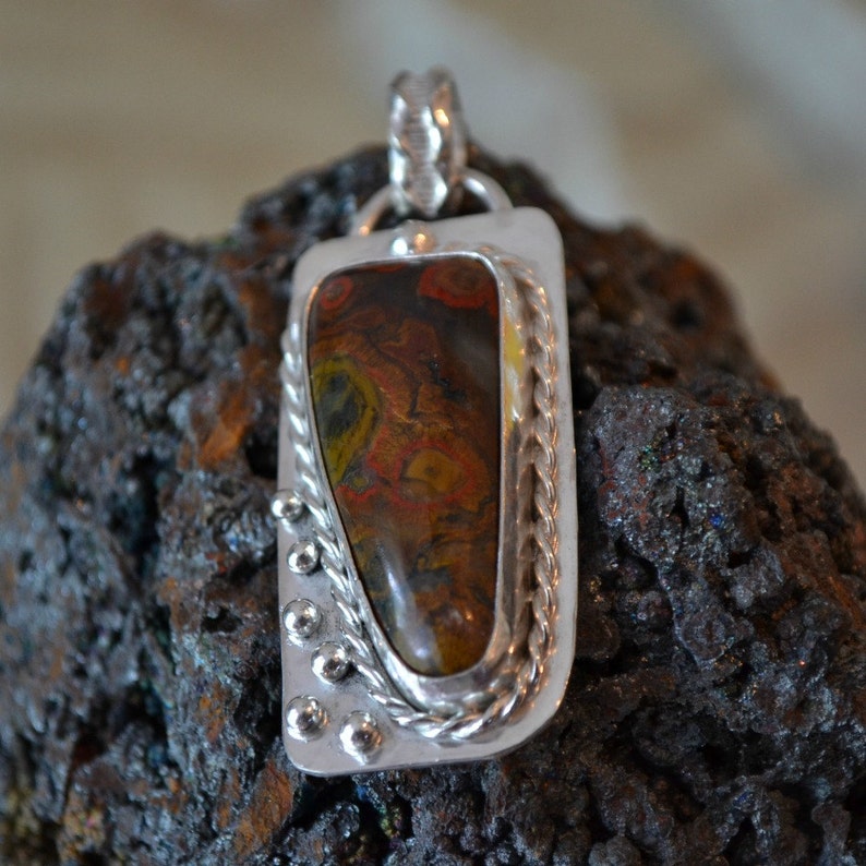 Morgan Hill Poppy jasper pendant. Sterling silver bezel set pendant. hand made one of a kind. image 4