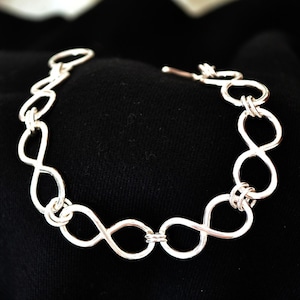 Mens sterling silver Infinity Link bracelet. Unisex. hand forged. Endless Love image 3