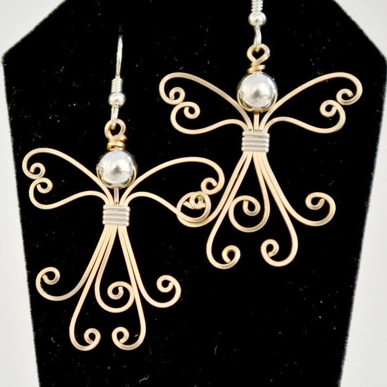 Wire Wrapped Angel Earrings. 14K Gold Filled Handmade. Etsy