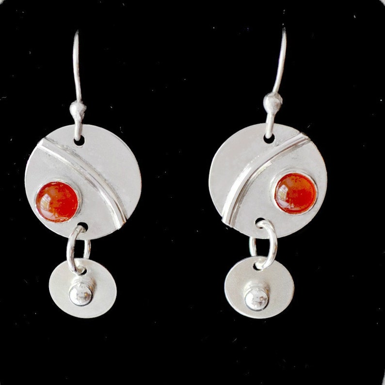 Sterling silver and carnelian earrings. image 1