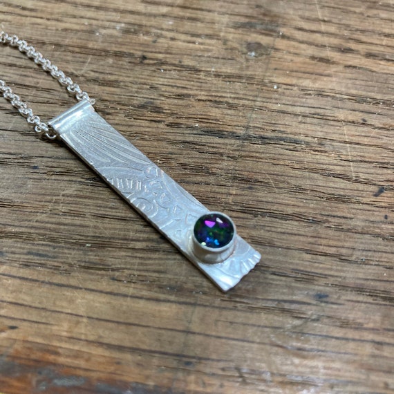 Mystic topaz and sterling silver pendant necklace