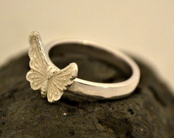 Silver Butterfly ring.  Sterling silver.  "fly free"