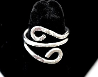 Sterling silver hand forged hammered ring. adjustable size 6.25 - 6.5