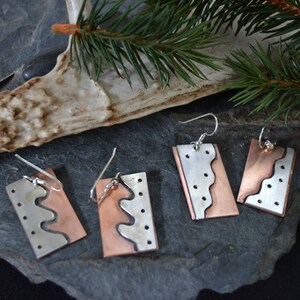 Copper and sterling earrings. handmade. Downside Up. image 5