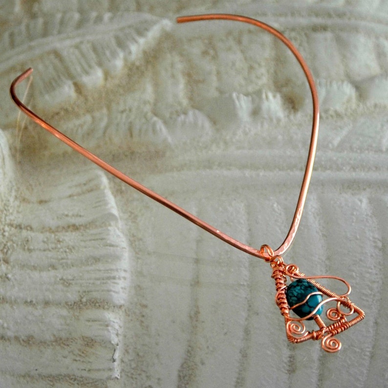 Copper V neckwire necklace. wear alone or hang a pendant neck hugger image 4