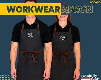 Personalised Workwear Apron – Custom Logo Uniform | Embroidery or DTF Print | Cotton