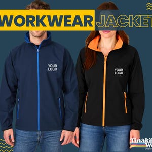 Personlig arbetskläder softshelljacka – Anpassad logotyp uniform | Broderi | Polyester | Mikrofleece | Vattentät