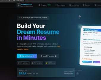 Resume Builder Pro | Full Stack App | 60+ Templates | AI Parser | ATS Optimizer | Instant Download