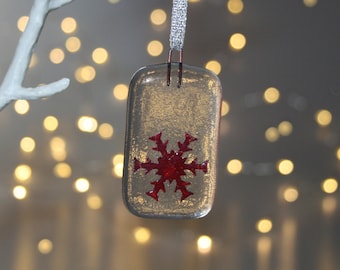 Fused Glass Infused Copper Snowflake - Handmade Christmas Decoration