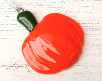 Fused glass pumpkin decoration - handmade Halloween decoration