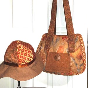 Handmade Tapestry Shoulder Bag and Bucket Hat Ensemble