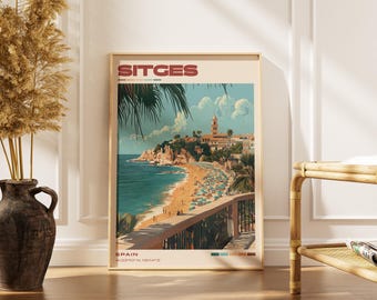 Sitges Travel Poster Print | Vintage Spanish Artwork | Retro European Decor | Gallery Wall Art | Home Gift Idea