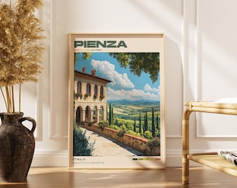 Pienza Travel Poster Print | Vintage Italian Artwork | Retro European Decor | Italy Gallery Wall Art | Home Gift Idea