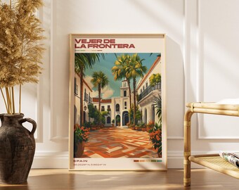 Vejer de la Frontera Travel Poster Print | Vintage Spanish Artwork | Retro European Decor | Gallery Wall Art | Home Gift Idea