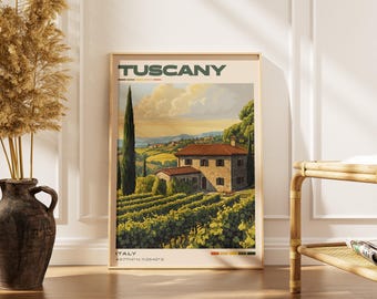 Tuscany Travel Poster Print | Vintage Italian Artwork | Retro European Decor | Italy Gallery Wall Art | Home Gift Idea