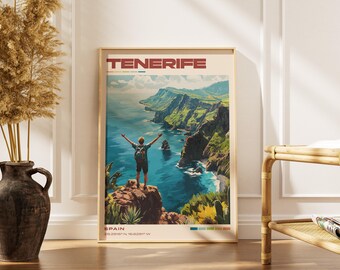 Tenerife Travel Poster Print | Vintage Spanish Artwork | Retro European Decor | Gallery Wall Art | Home Gift Idea