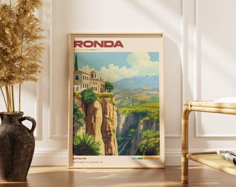 Ronda Travel Poster Print | Vintage Spanish Artwork | Retro European Decor | Gallery Wall Art | Home Gift Idea