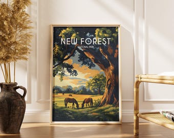 New Forest National Park Print | Vintage UK Travel Poster