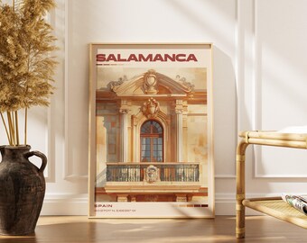 Salamanca Travel Poster Print | Vintage Spanish Artwork | Retro European Decor | Gallery Wall Art | Home Gift Idea