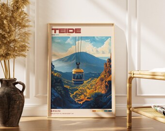 Teide National Park Travel Poster Print | Vintage Spanish Artwork | Retro European Decor | Gallery Wall Art | Home Gift Idea
