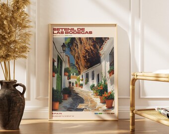 Setenil de las Bodegas Travel Poster Print | Vintage Spanish Artwork | Retro European Decor | Gallery Wall Art | Home Gift Idea