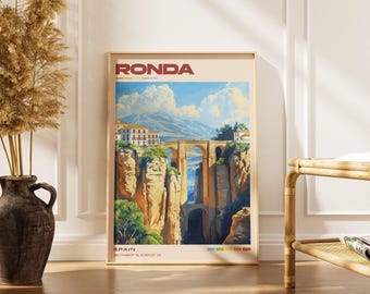 Ronda Travel Poster Print | Vintage Spanish Artwork | Retro European Decor | Gallery Wall Art | Home Gift Idea