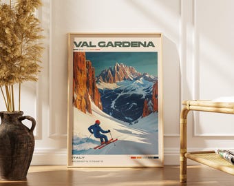 Val Gardena Travel Poster Print | Vintage Italian Artwork | Retro European Decor | Italy Gallery Wall Art | Home Gift Idea