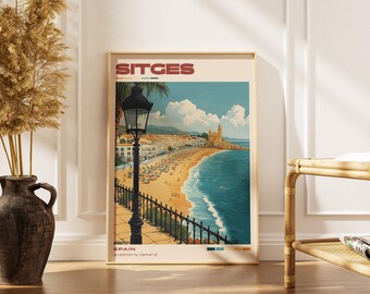 Sitges Travel Poster Print | Vintage Spanish Artwork | Retro European Decor | Gallery Wall Art | Home Gift Idea