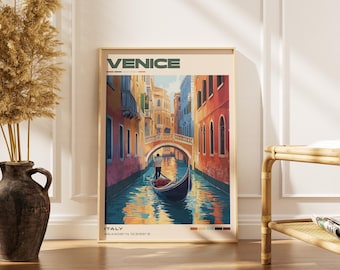 Venice Travel Poster Print | Vintage Italian Artwork | Retro European Decor | Italy Gallery Wall Art | Home Gift Idea