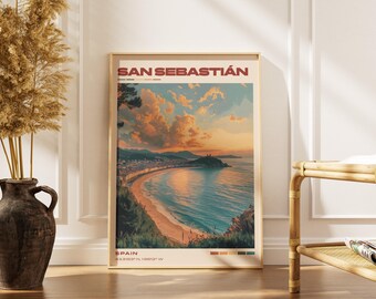 San Sebastián Travel Poster Print | Vintage Spanish Artwork | Retro European Decor | Gallery Wall Art | Home Gift Idea