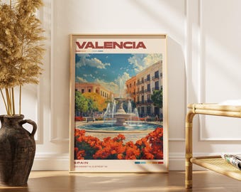 Valencia Travel Poster Print | Vintage Spanish Artwork | Retro European Decor | Gallery Wall Art | Home Gift Idea